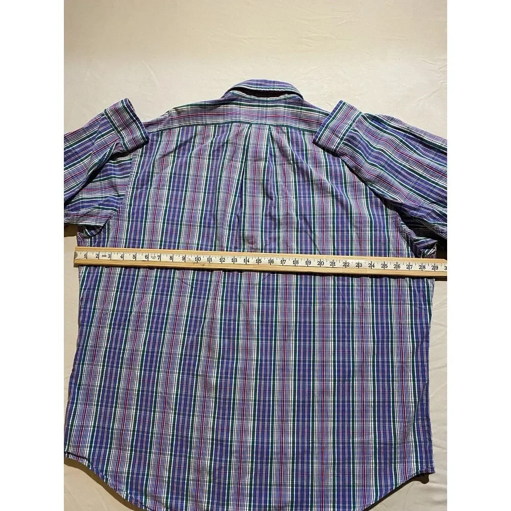Ralph Lauren Mens XXL Blue/Green Blake 2-ply‎ Button Up Long Sleeve Green Pony
